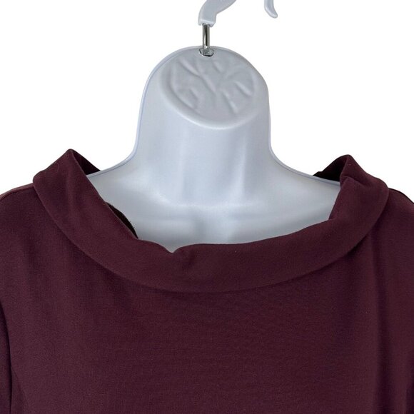 Talbots Career Midi Dress Plum High Neck Sheath 50s Modest Professional Size 12 - Picture 3 of 9